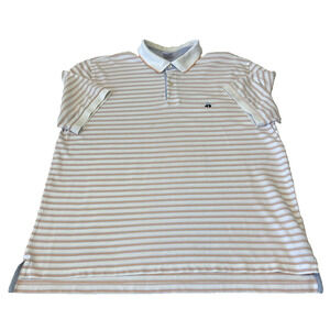 Brooks Brothers Men's Performance Polo Shirt 100% Cotton XXL White Striped Logo